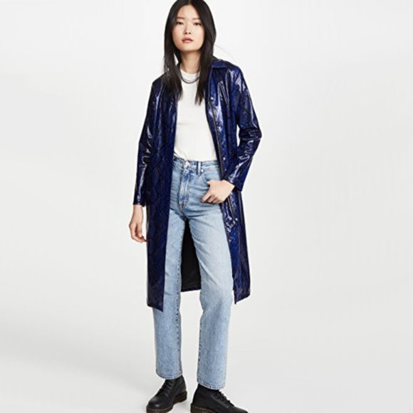 NWT Apparis black blue python faux leather duster jacket, M - Picture 2 of 16